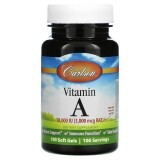 Витамин А, 10000 МЕ, Vitamin A, Carlson, 100 желатиновых капсул