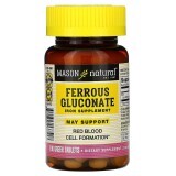 Глюконат железа, 240 мг, Ferrous Gluconate, Mason Natural, 100 таблеток