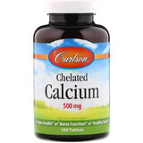 Кальций Хелат, Chelated Calcium, Carlson, 500 мг, 180 таблеток