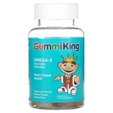 Омега-3 ДГК и ЭПК для детей, вкус клубники апельсина и лимона, Omega-3 DHA + EPA for Kids, GummiKing, 60 жевательных конфет