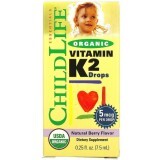 Органічний Вітамін K2 в Краплях, Ягідний смак, ChildLife, 7,5 мл
