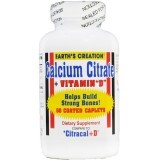 Кальцій Цитрат та Вітамін Д3 Earth`s Creation (Calcium Citrate + Vitamin "D"), 60 каплет