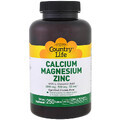 Кальций, Магний и Цинк с L-Глютамином, Calcium Magnesium Zync, Country Life, 250 таблеток