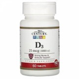 Витамин D3 1000 МЕ, Vitamin D3, 21st Century, 60 таблеток