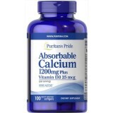 Кальций и витамин Д3, Absorbable Calcium with Vitamin D3, Puritan's Pride, 1200 мг/1000 МЕ, 100 капсул