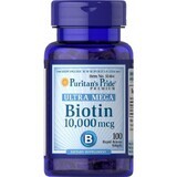 Біотин, Biotin, Puritan's Pride, 10.000 мкг, 100 капсул