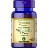 Вітамін Д3, Vitamin D3, Puritan's Pride, 5000 МО, 100 капсул