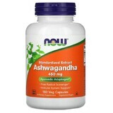 Ашваганда, Ashwagandha, Now Foods, стандартизований екстракт, 450 мг, 180 вегетаріанських капсул