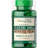 Льняное масло, Natural Flax Oil, Puritan's Pride, без ГМО, 1000 мг, 60 гелевых капсул
