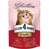 Вологий корм для котів Club 4 Paws Selection Плюс Смужки з яловичиною в крем супі з броколі 85 г