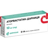 Аторвастатин-Дарниця 10 мг таблетки, в/плів. обол., №28