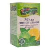 Фиточай Мята, лимон, лайм – Фито Мохито", 20 пакетиков, Мудрость Природы