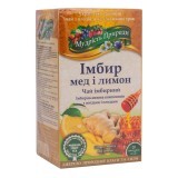 Фіточай Імбир, мед та лимон, 20 пакетиків, Мудрість Природи