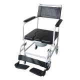 Кресло-каталка с санитарным оснащением, откидными подлокотниками и колесами Ridni KJT707C