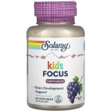 Поддержка детской сосредоточенности, вкус винограда, Kids Focus, Solaray, 60 жевательных таблеток