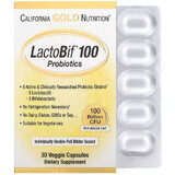 Пробиотики, 100 млрд КОЕ, LactoBif 100 Probiotics, 100 Billion CFU, California Gold Nutrition, 30 вегетарианских капсул