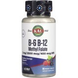 Витамины B6+B12 и метилфолат, вкус ягод, B-6 B-12 Methyl Folate, KAL, 60 микротаблеток