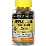 Яблучний оцет, 250 мг, Apple Cider Vinegar, Mason Natural, 60 жувальних цукерок
