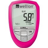 Набор для тестирования уровня глюкозы, холестерина и мочевой кислоты Wellion LUNA Trio ммоль, розовый