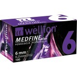 Иглы для инсулиновых шприц-ручек Wellion MEDFINE plus 0,25мм (31G) x 6мм, 100 шт.