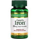 Залізо, 28 мг, Gentle Iron, Nature's Bounty, 90 капсул