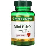 Рыбий жир без запаха, 1290 мг, Odor-Less Mini Fish Oil, Nature's Bounty, 90 гелевых капсул