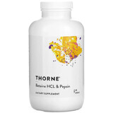Дієтична добавка Thorne Research Бетаїну гідрохлорид + пепсин, 450 капсул