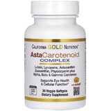 Комплекс астакаротиноїдів, лютеїн, лікопін, астаксантин, AstaCarotenoid Complex, Lutein, Lycopene, та Astaxanthin Complex, California Gold Nutrition, 30 вегетаріанських капсул