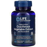 Екстракт хрестоцвітої потрійної дії з ресвератролом, Triple Action Cruciferous Vegetable Extract with Resveratrol, Life Extension, 60 вегетаріанських капсул