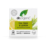 Шампунь для волосся Dr.Organic з екстрактом чайного дерева та лимон твердий 75 г