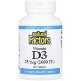Вітамін D3, 1000 МО, Vitamin D3, Natural Factors, 90 таблеток