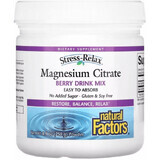 Магний цитрат в порошке, вкус ягод, Stress-Relax, Magnesium Citrate, Natural Factors, 250 г
