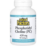 Фосфатидилхолин, 420 мг, Phosphatidyl Choline, Natural Factors, 90 гелевых капсул