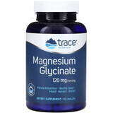 Гліцинат магнію, 120 мг, Magnesium Glycinate, Trace Minerals, 90 капсул