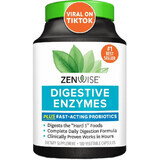 Пищеварительные ферменты и быстродействующие пробиотики, Digestive Enzymes with Probiotics, Zenwise, 180 капсул