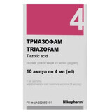 Триазофам раствор д/ин. 25 мг/мл по 4 мл №10 в амп.
