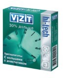 Презервативи Vizit Hi-Tech 30% Довше з пухирцями з анестетиком 3 шт