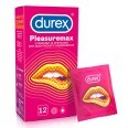 Презервативы латексные с силиконовой смазкой DUREX Pleasuremax с ребрами и точками, 12 шт.