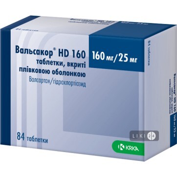 Вальсакор HD 160 табл. в/плівк. обол. 160 мг + 25 мг блістер №84: ціни та характеристики
