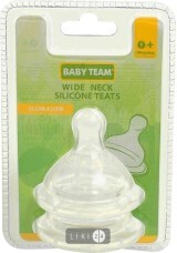 Соска силиконовая классическая Baby Team для бутылочки с широким горлом 2 шт 2020