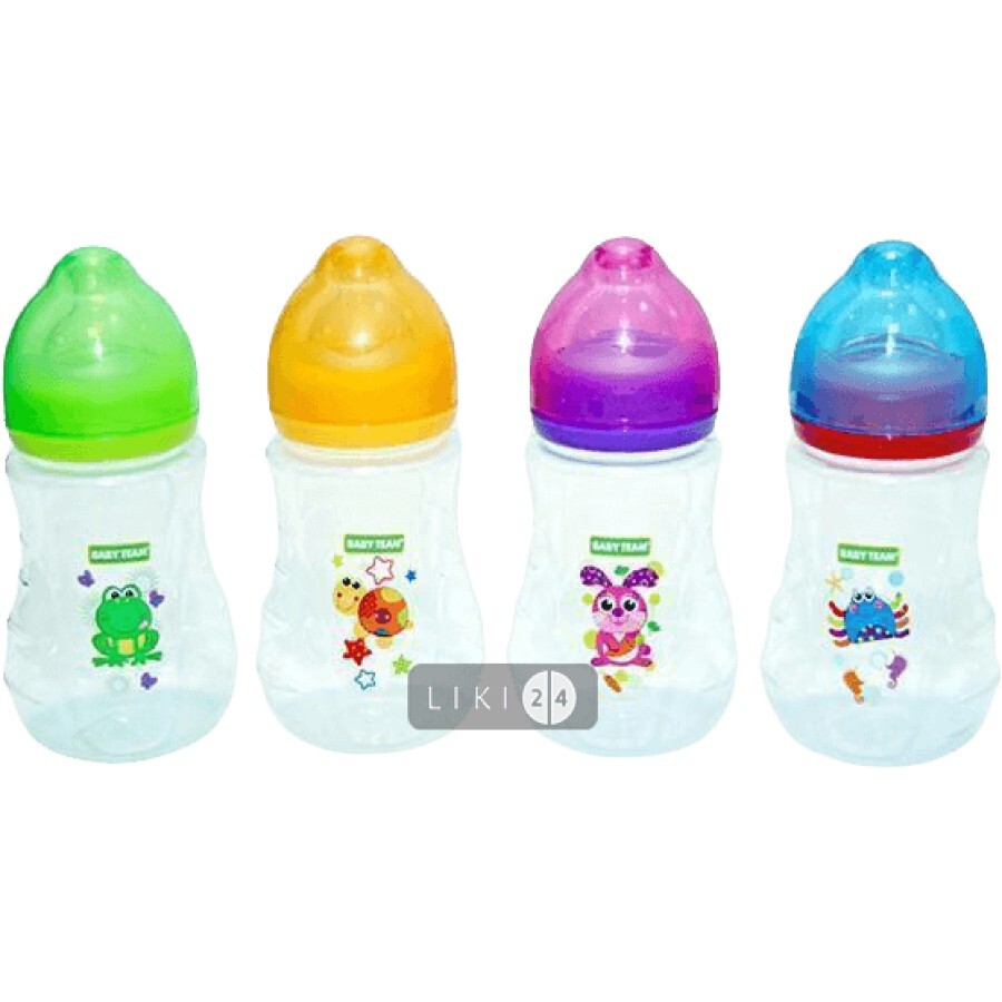 Бутылочка для кормления Baby Team с силиконовой соской и широким горлышком 0+ 250 мл 1430: цены и характеристики