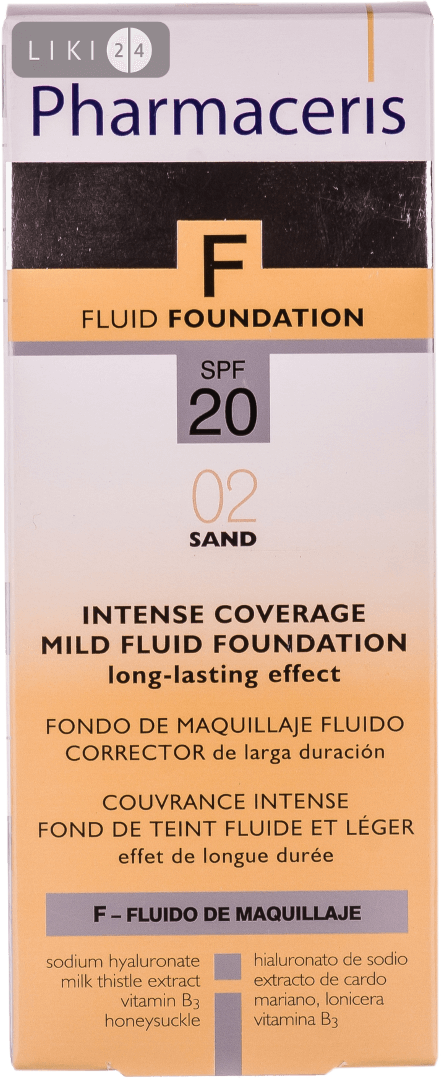 

Тональний крем Pharmaceris F Intense Coverage Mild Fluid Foundation SPF 20 30 мл, пісок, 30 мл, пісок