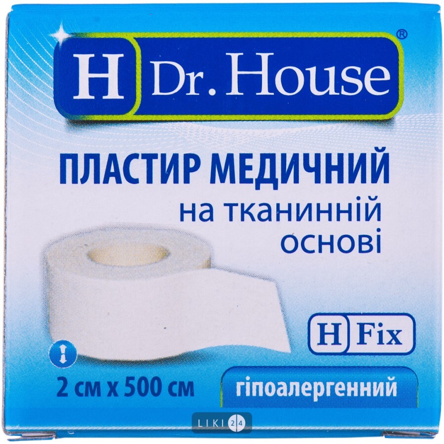 Пластырь медицинский Dr. House на тканевой основе 2 см х 500 см в картонной упаковке 1 шт: цены и характеристики