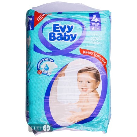 Подгузники детские Evy Baby Maxi Jumbo 4 (7-18 кг) 64 шт