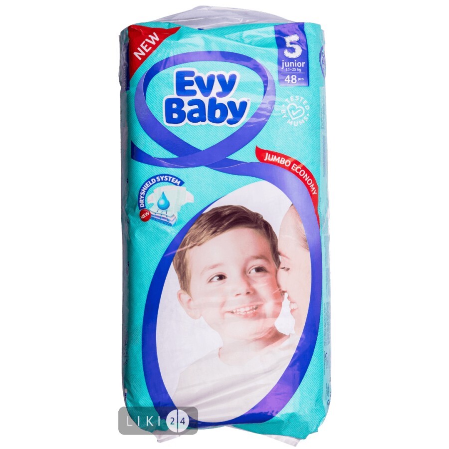 Подгузники детские Evy Baby Maxi Jumbo 5 (11-25 кг) 48 шт: цены и характеристики
