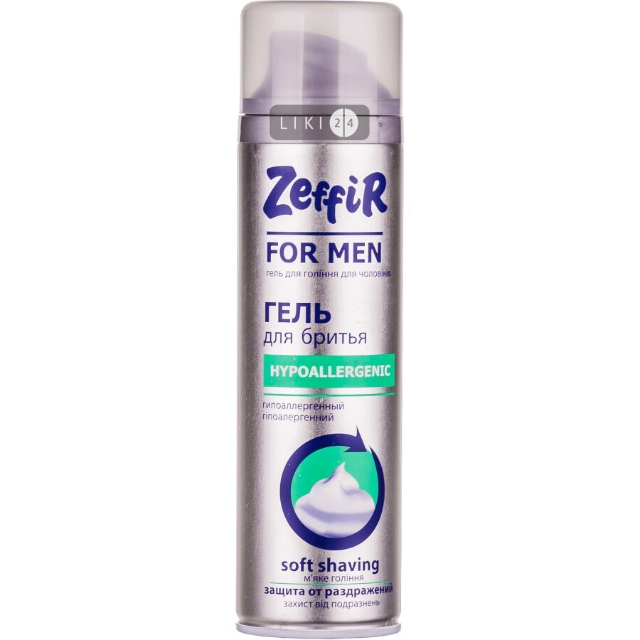 Гель для гоління ZEFFIR Hypoallergenic 200 мл: ціни та характеристики