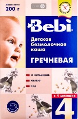 Детская каша Bebi Гречневая безмолочная с 4 месяцев, 200 г