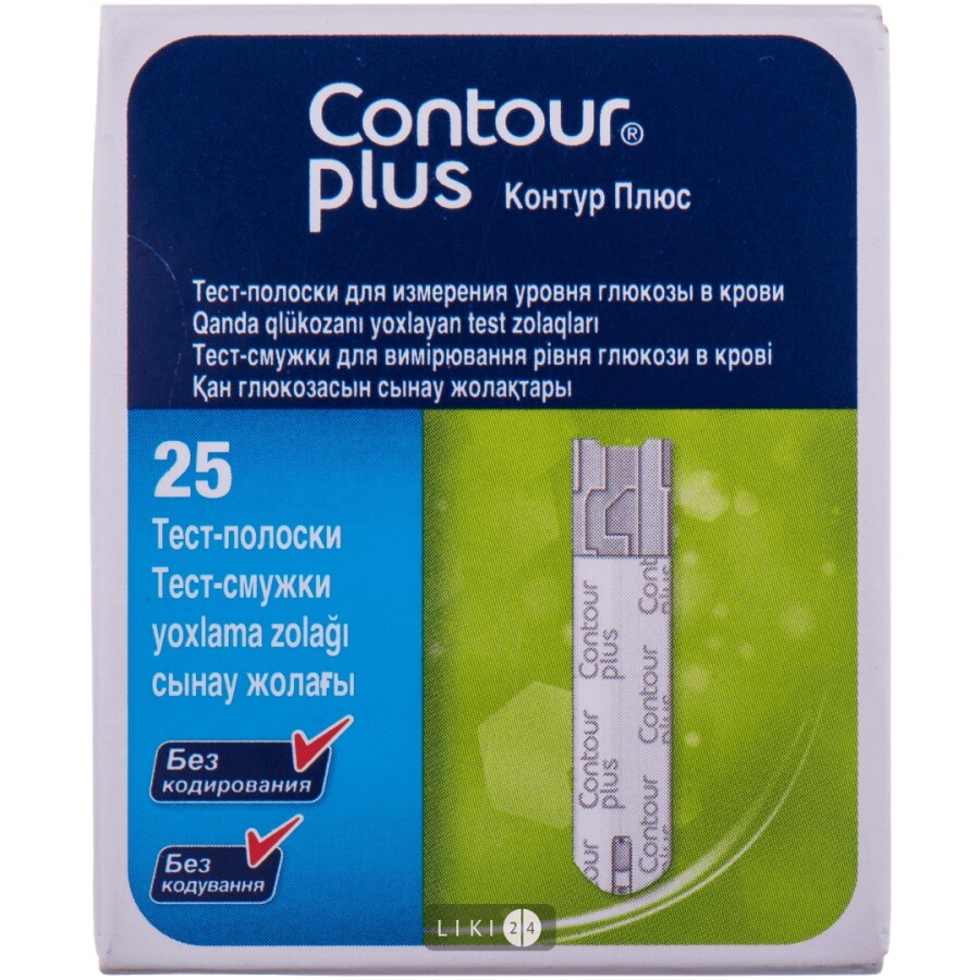 Тест-полоски для глюкометра Contour Plus, №25: цены и характеристики