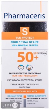 Безопасный солнцезащитный крем для лица с первых дней жизни Pharmaceris S Sun Protection SPF50+ 50 мл