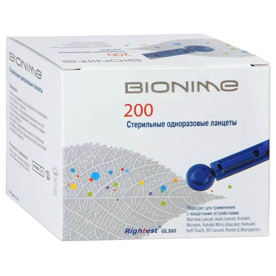Ланцети Bionime Rightest GL300,  №200: ціни та характеристики